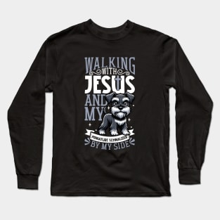 Jesus and dog - Miniature Schnauzer Long Sleeve T-Shirt